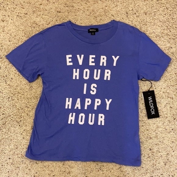 Wildfox Tops - Wildfox every hour is happy hour graphic keke tee